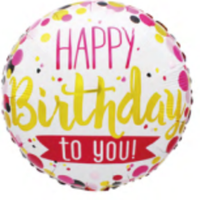 Happy Birthday 18" Foil Balloon - Pink and Yellow - POPPartyballoons
