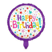 Happy Birthday 18" Foil Balloon - Purple Rainbow - POPPartyballoons