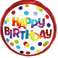 Happy Birthday 18" Foil Balloon - Red Dot - POPPartyballoons