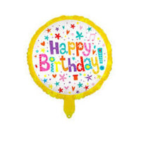 Happy Birthday 18" Foil Balloon - Yellow Rainbow - POPPartyballoons